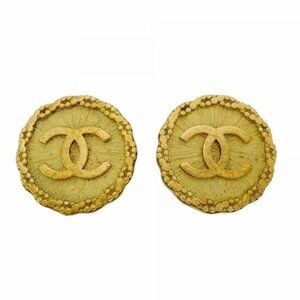 Chanel Earrings Vintage CC Logo Gold Plated